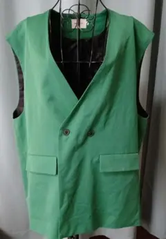 【中古】EMMA CLOTHES★ ダブルベスト グリーン Lのサムネイル