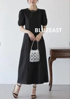 BLUEEAST ステッチデニムワンピース パフスリーブのサムネイル