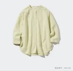 UNIQLO リネンブレンドストライプバンドカラーシャツ　Lサイズ