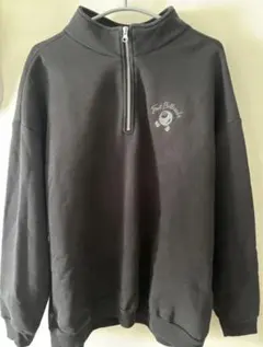 メンズL ブラック ハーフジップ トレーナー