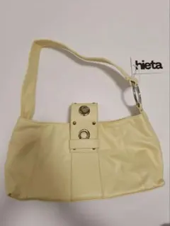 Hieta クリーム色 ショルダーバッグ 合成皮革