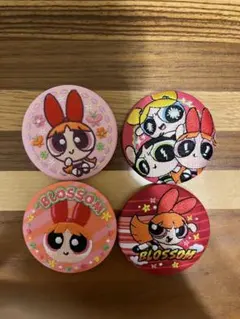 パワーパフガールズ ブロッサム 刺繍缶バッジ ビスケット 4個セット
