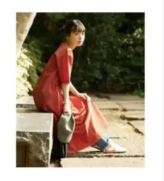 THOUSAND MILE ５分袖フレアワンピース 【レンガか】【未使用に近い】
