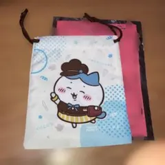 ココス✖︎ちいかわコラボグッズ　巾着　ちいかわ　くら寿司缶バッチつき