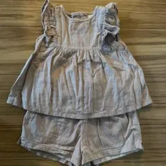 プティマイン　くすみピンクブラウン　セットアップ　フリル付き　80サイズ