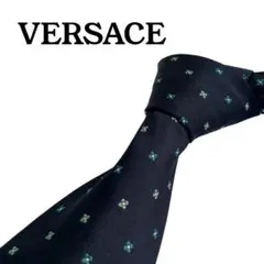 VERSACE ヴェルサーチ ネクタイ 高級感 美品 ネイビー 紺シルク100％