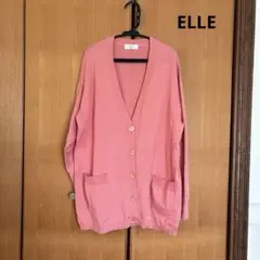 ELLE カーディガン　Ｖネック　ピンク　ゆったりサイズ　春のサムネイル