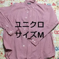 ユニクロ　ボタンダウンシャツ ビンテージ　チェック　レッド　サイズM