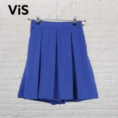 ViS ダスティブルー フレアショートパンツ S ウエストゴムのサムネイル