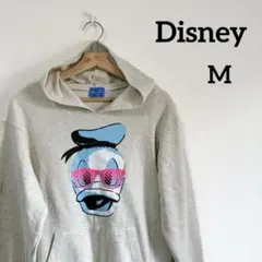 Disney ドナルド パーカー スウェット 長袖 グレー M サングラス