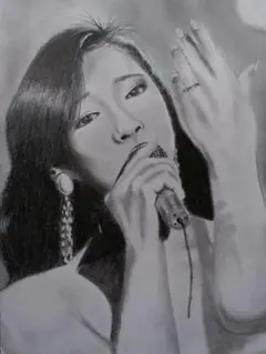 音楽テーマの鉛筆画ポートレート