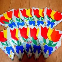 チューリップ 花束 折り紙 ハンドメイド プレゼント 10個 リボン