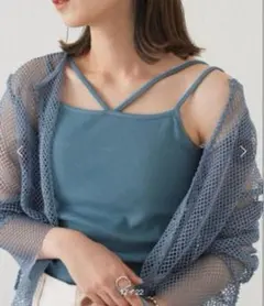 【未使用】kastane カップ付きストレッチコットン紐キャミソールのサムネイル