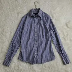 バナナリパブリック レディースストライプシャツ 長袖 ブルー系　０サイズ　春秋