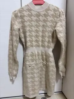千鳥柄シャギーニットワンピース