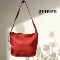 genten ゲンテン 大容量 レザー ショルダーバッグ 2way オレンジ
