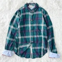 H&M フランネルシャツ EUR38 M チェック 緑 長袖コットン レディース