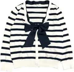 【美品】KUMIKYOKU 組曲　カーディガン　リボン　ボーダー　Mサイズ