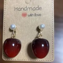 ハンドメイド さくらんぼ型ピアス