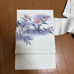 M02-3 正絹 塩瀬 名古屋帯 淡いピンク 枝花柄 - メルカリ