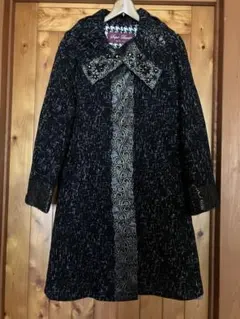 新品未使用タグ無スーパービューティーコート黒豪華ビーズ刺繍42L〜2Lフォーマル