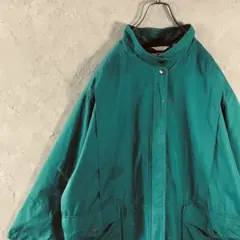 ヴィンテージ　ジャケット　フルジップ　無地　ダメージ　古着　薄手　緑　LO21