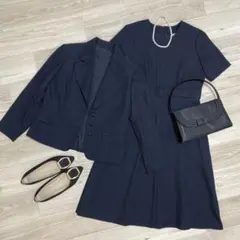 レディース フォーマル ワンピーススーツ ワンピースセット 13号 ネイビー