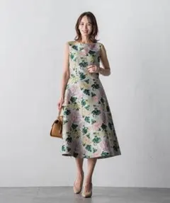 D&G フラワー タイトワンピース イエロー 花柄 ノースリーブ