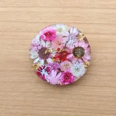 うちわ-22 ハンドメイド レジン ヘアゴム ブローチ ポニーフック
