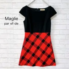 Maglie par ef-de チェックワンピース 9号 ウール 大人可愛いのサムネイル