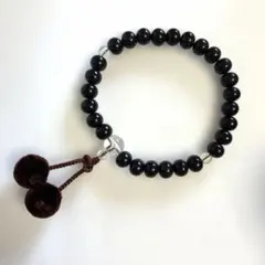 黒いビーズの数珠 チェリー型房付き