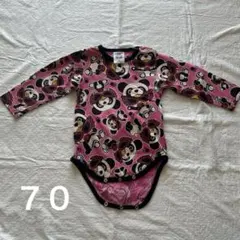パンダ柄 長袖ロンパース 70サイズ ピンク