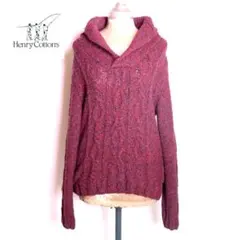 C1313 Henry Cotton's 長袖 ニットセーター レッド Mサイズ