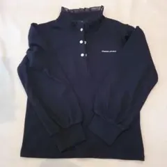 フリル付きハイネック黒トップス120cm