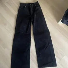ハイウエスト コーデュロイ ワイドパンツ ブラック