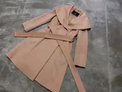 美品　イネド　女優襟　ビックカラー　ベルテッド　美ライン　コート　キャメル　５