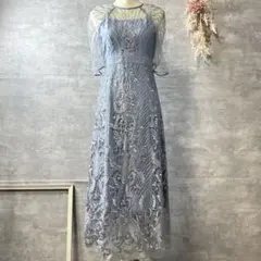 ドリードール　エンブロイダリーレースドレス　ブルー　結婚式　Mサイズ