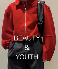 ※タグ付き【BEAUTY & YOUTH】裏毛 クロップド ジップカーディガン