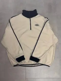 クリーム色 ハーフジップ フリースジャケット