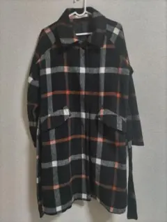 ロングコート　チェック柄