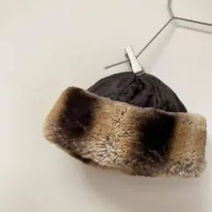 冬物セール♪【美品】ファー付き帽子 ハット 防寒 ふわふわ おしゃれ イタリア