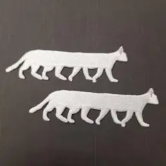 刺繡ワッペン　人気お買い得セット　ネコ　白　2枚セット