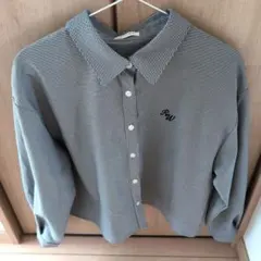 長袖チェック柄シャツ グレー系千鳥柄