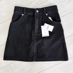 新品 moment+ ブラックデニム ミニスカート S