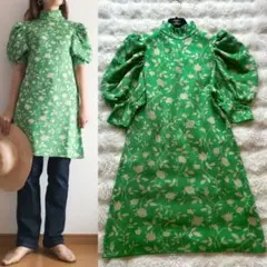 美品 ZARA フラワージャガード ワンピース パフスリーブ チュニック S