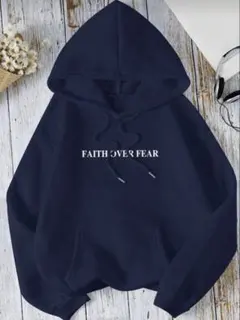 ネイビー FAITH OVER FEAR パーカー