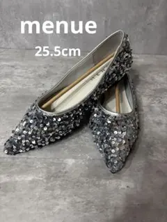 【極美品】menue メヌエ スパンコール ポインテッドトゥ パンプス 25.5