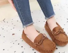 ブラウンモカシンシューズ フリース内装