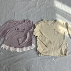 女の子 長袖 Tシャツ トップス 薄手 ピンク くま フリル 120㎝