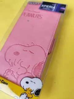 新品SNOOPY Xperia1手帳型ケーススヌーピーピンクのサムネイル